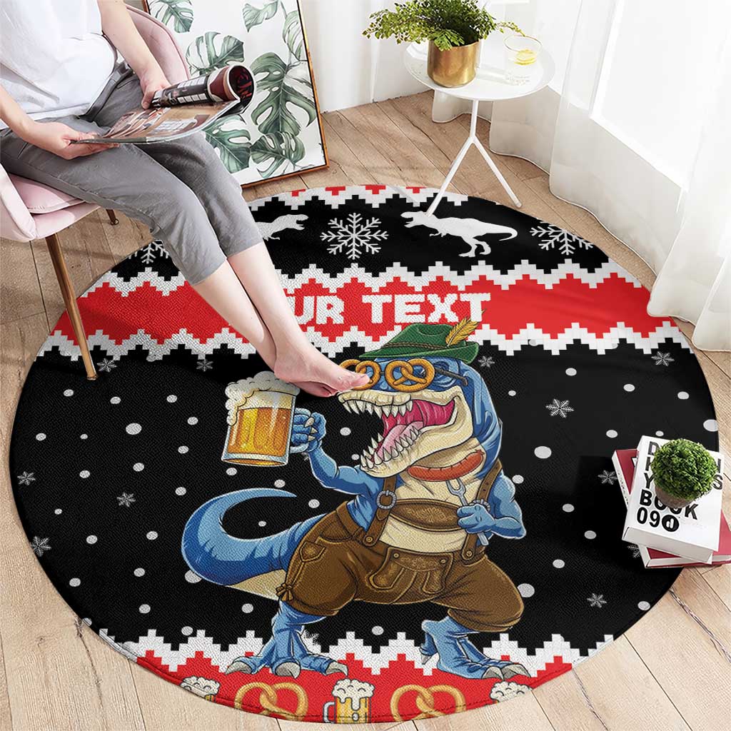 Personalized German T-Rex Christmas Round Carpet Funny Beer Dinosaur Xmas - Wonder Print Shop