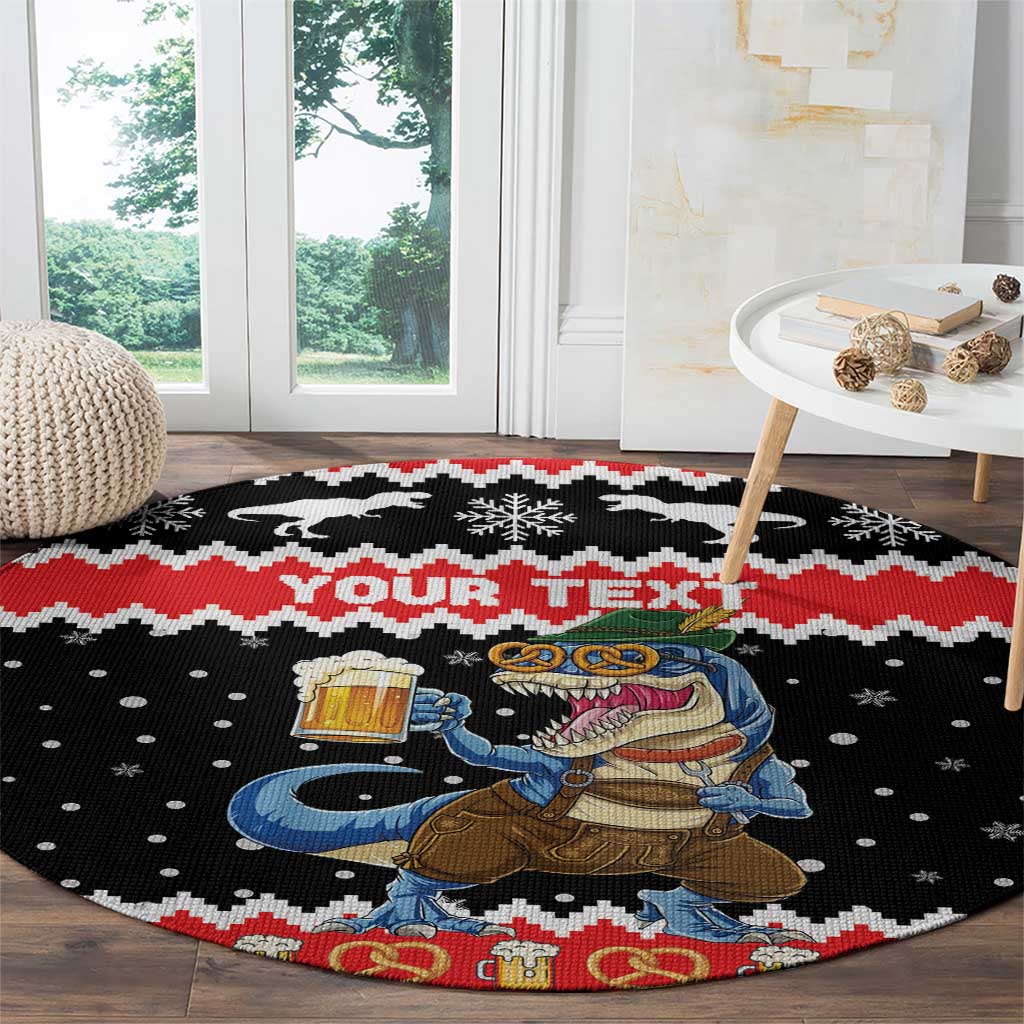 Personalized German T-Rex Christmas Round Carpet Funny Beer Dinosaur Xmas - Wonder Print Shop