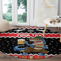 Personalized German T-Rex Christmas Round Carpet Funny Beer Dinosaur Xmas - Wonder Print Shop