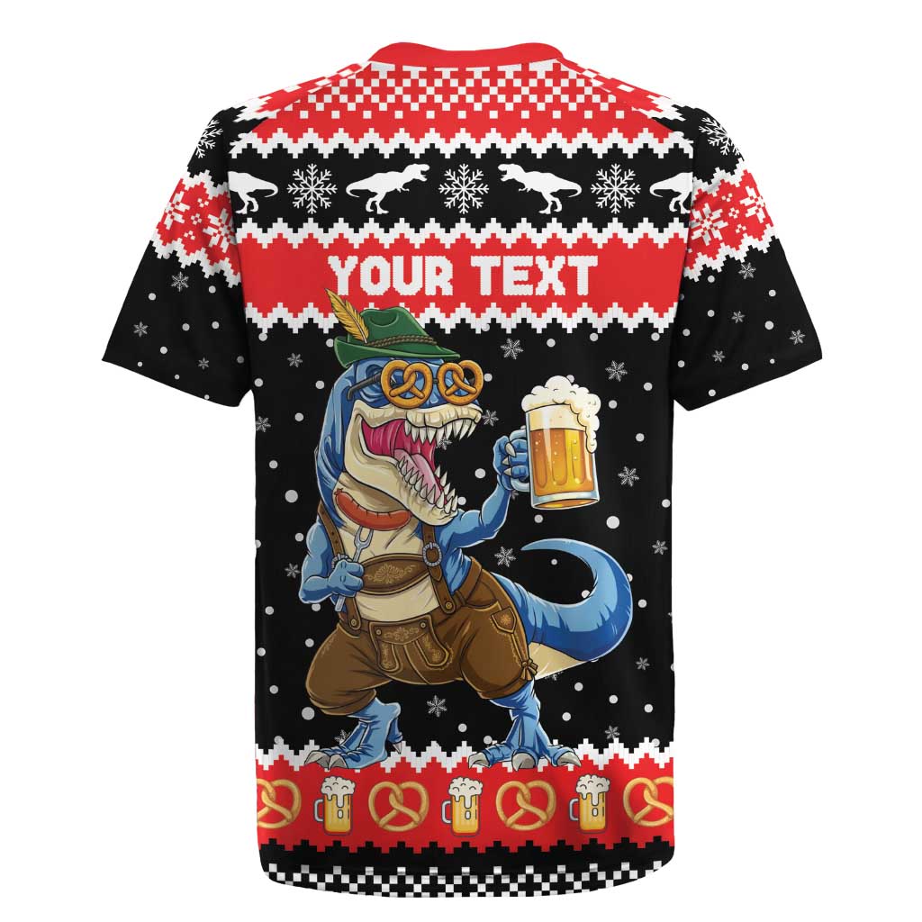 Personalized German T-Rex Christmas Rugby Jersey Funny Beer Dinosaur Xmas - Wonder Print Shop