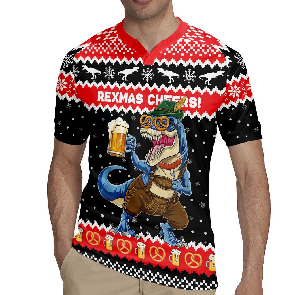 Personalized German T-Rex Christmas Rugby Jersey Funny Beer Dinosaur Xmas - Wonder Print Shop