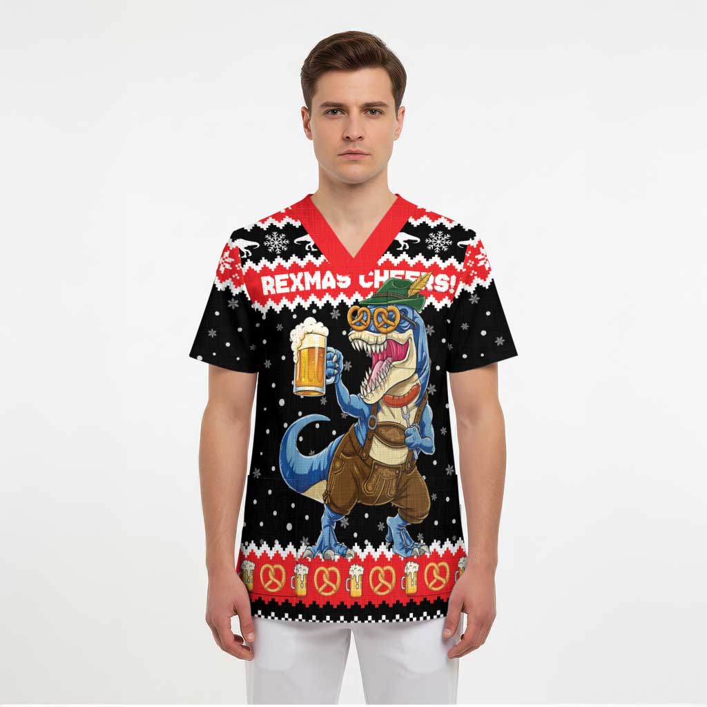 Personalized German T-Rex Christmas Scrub Top Funny Beer Dinosaur Xmas - Wonder Print Shop