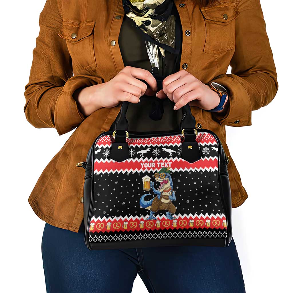 Personalized German T-Rex Christmas Shoulder Handbag Funny Beer Dinosaur Xmas - Wonder Print Shop