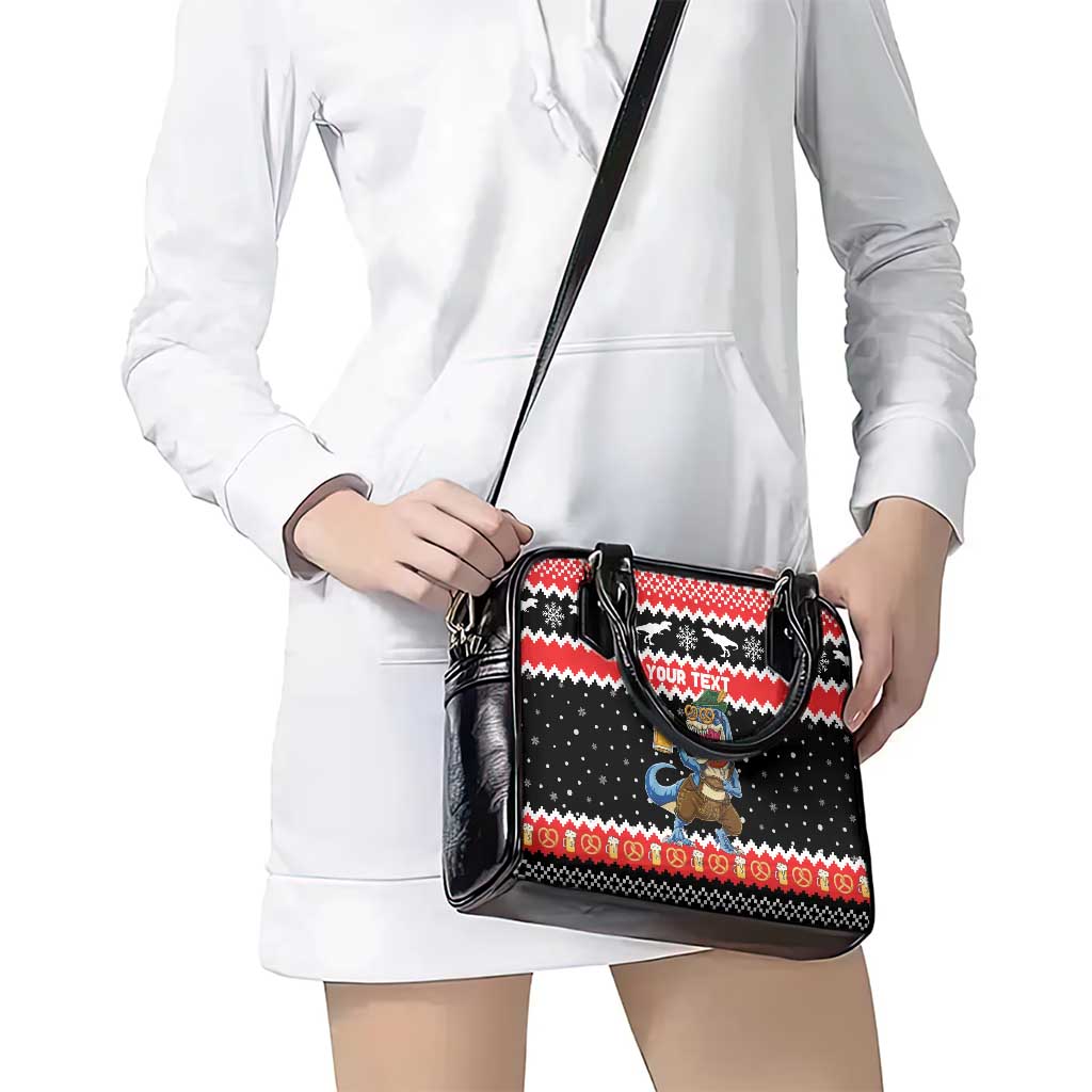 Personalized German T-Rex Christmas Shoulder Handbag Funny Beer Dinosaur Xmas - Wonder Print Shop