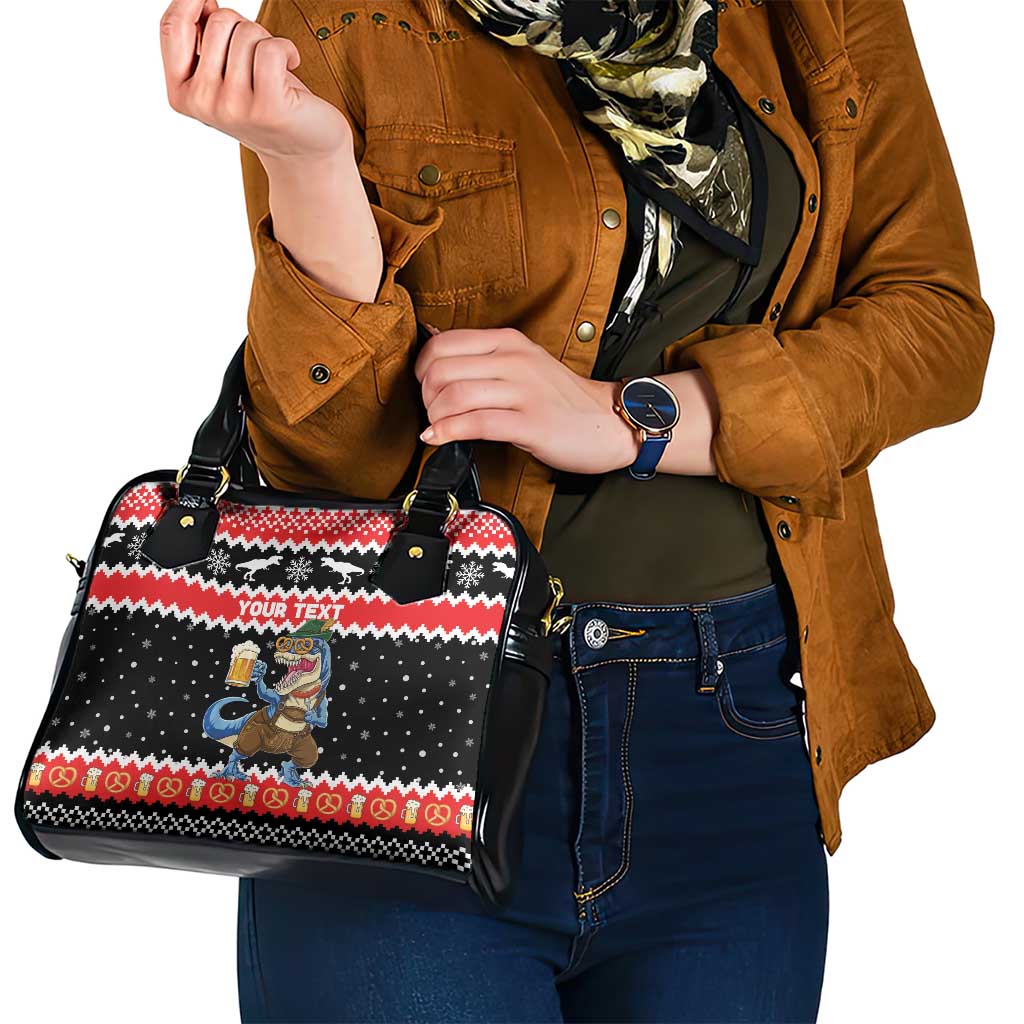 Personalized German T-Rex Christmas Shoulder Handbag Funny Beer Dinosaur Xmas - Wonder Print Shop