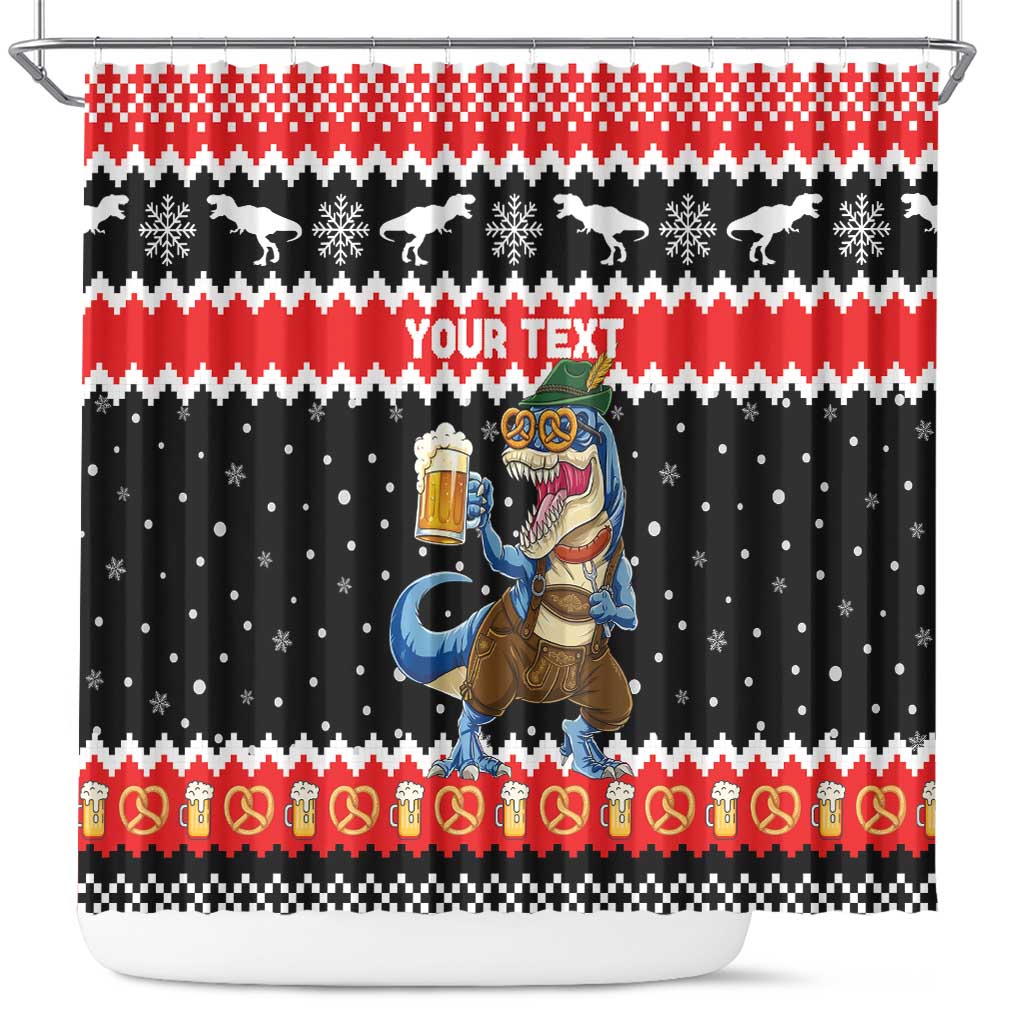Personalized German T-Rex Christmas Shower Curtain Funny Beer Dinosaur Xmas - Wonder Print Shop