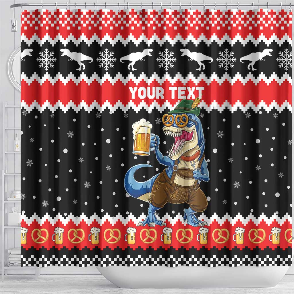 Personalized German T-Rex Christmas Shower Curtain Funny Beer Dinosaur Xmas - Wonder Print Shop