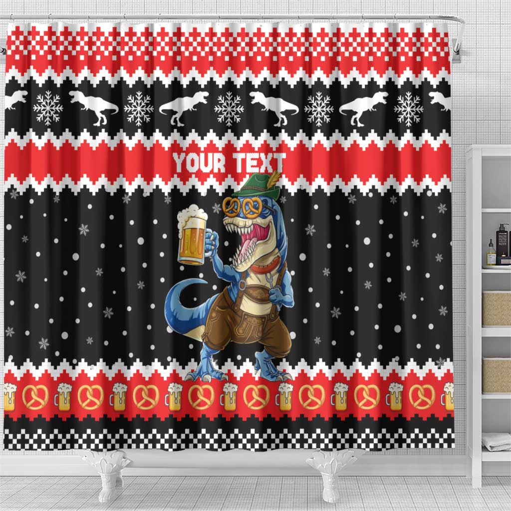 Personalized German T-Rex Christmas Shower Curtain Funny Beer Dinosaur Xmas - Wonder Print Shop