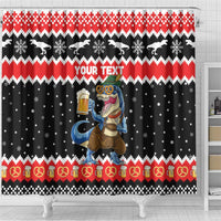 Personalized German T-Rex Christmas Shower Curtain Funny Beer Dinosaur Xmas - Wonder Print Shop
