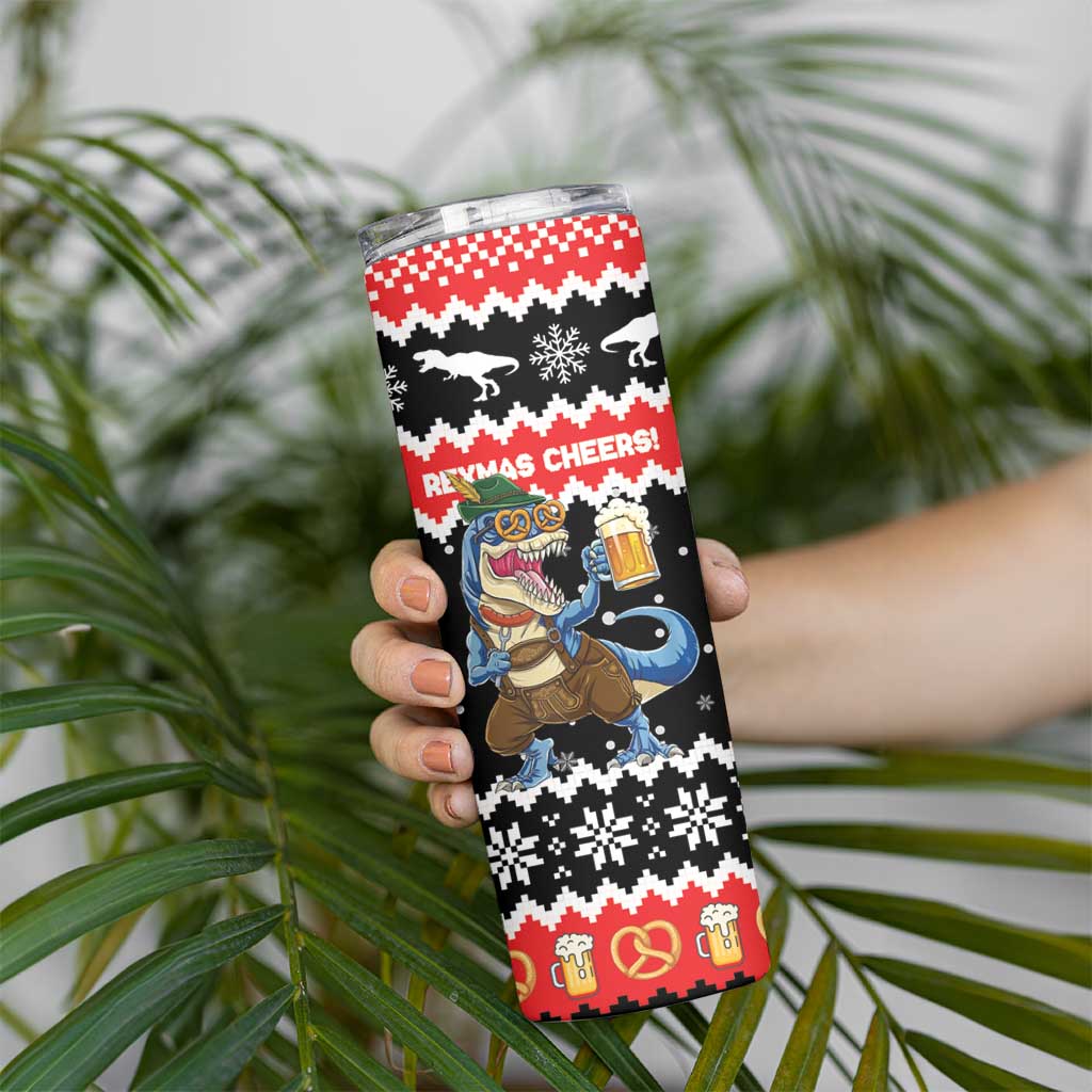 Personalized German T-Rex Christmas Skinny Tumbler Funny Beer Dinosaur Xmas - Wonder Print Shop