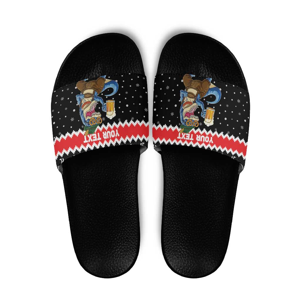 Personalized German T-Rex Christmas Slide Sandals Funny Beer Dinosaur Xmas - Wonder Print Shop