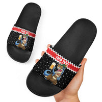 Personalized German T-Rex Christmas Slide Sandals Funny Beer Dinosaur Xmas - Wonder Print Shop