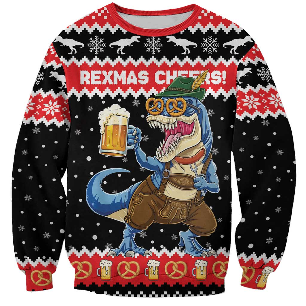 Personalized German T-Rex Christmas Sweatshirt Funny Beer Dinosaur Xmas - Wonder Print Shop