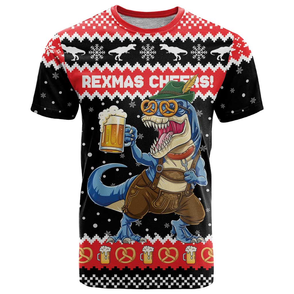 Personalized German T-Rex Christmas T Shirt Funny Beer Dinosaur Xmas - Wonder Print Shop