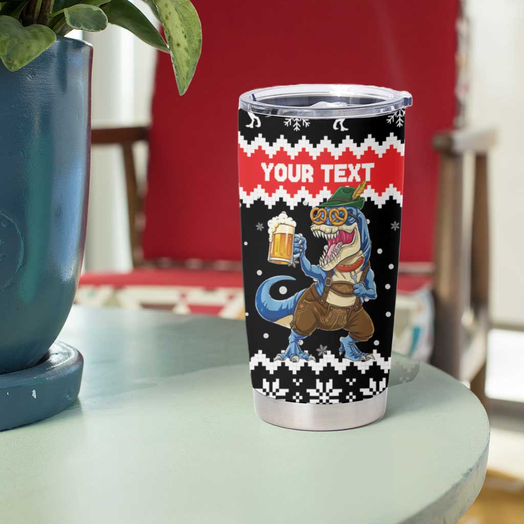 Personalized German T-Rex Christmas Tumbler Cup Funny Beer Dinosaur Xmas - Wonder Print Shop