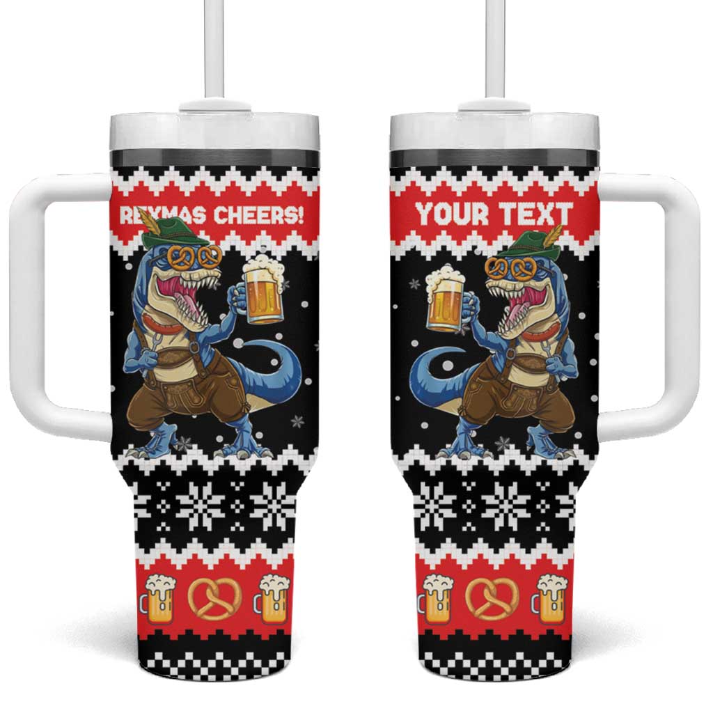 Personalized German T-Rex Christmas Tumbler With Handle Funny Beer Dinosaur Xmas - Wonder Print Shop