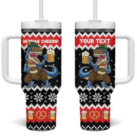 Personalized German T-Rex Christmas Tumbler With Handle Funny Beer Dinosaur Xmas - Wonder Print Shop