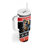 Personalized German T-Rex Christmas Tumbler With Handle Funny Beer Dinosaur Xmas - Wonder Print Shop
