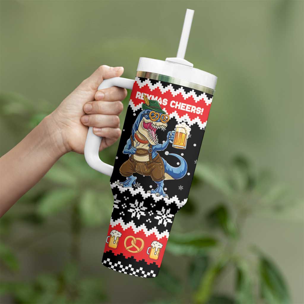 Personalized German T-Rex Christmas Tumbler With Handle Funny Beer Dinosaur Xmas - Wonder Print Shop