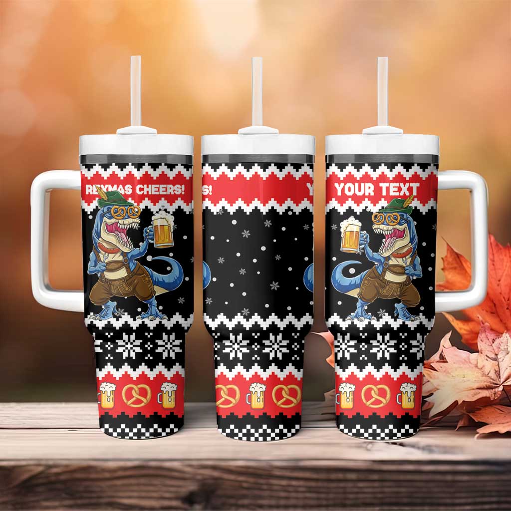 Personalized German T-Rex Christmas Tumbler With Handle Funny Beer Dinosaur Xmas - Wonder Print Shop