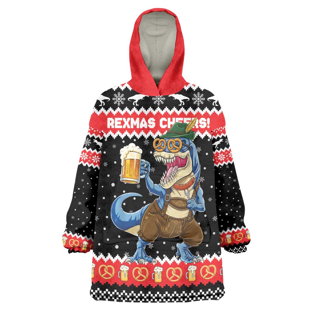 Personalized German T-Rex Christmas Wearable Blanket Hoodie Funny Beer Dinosaur Xmas - Wonder Print Shop