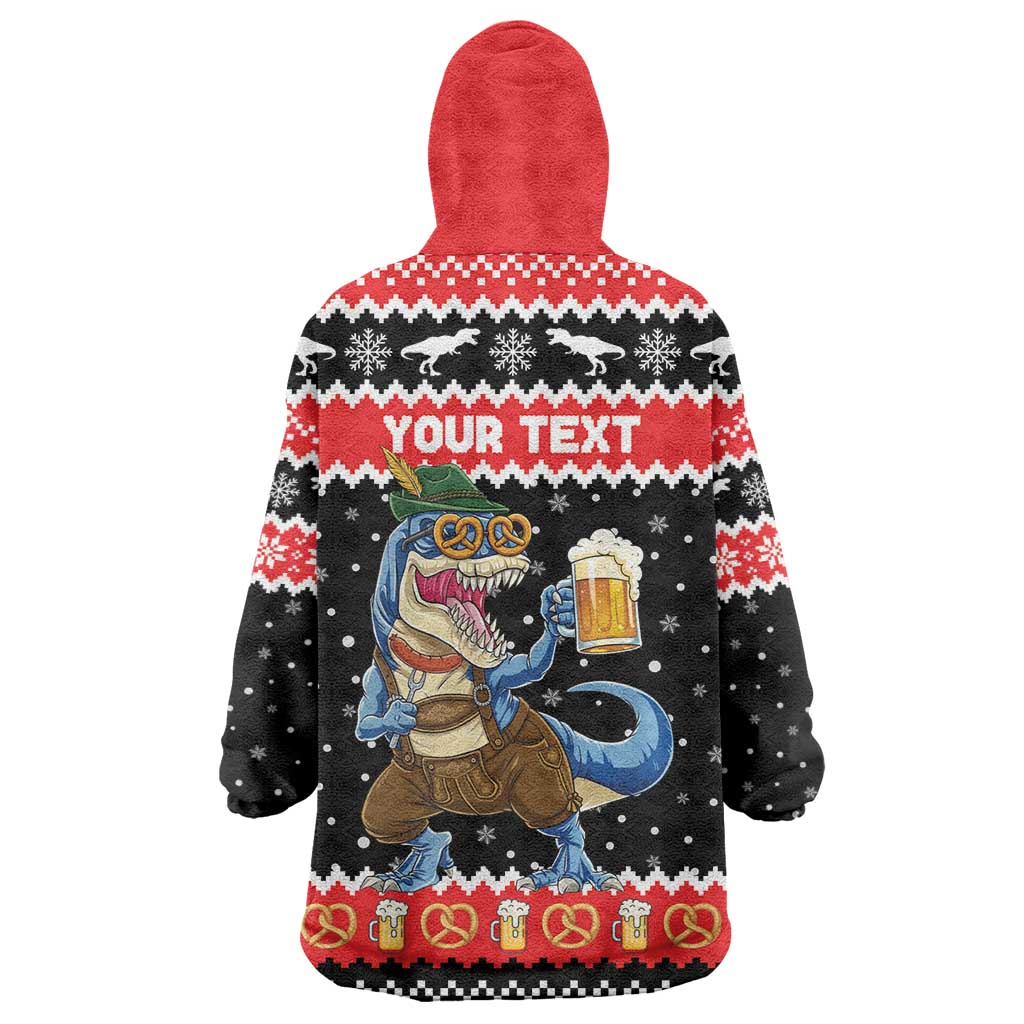 Personalized German T-Rex Christmas Wearable Blanket Hoodie Funny Beer Dinosaur Xmas - Wonder Print Shop