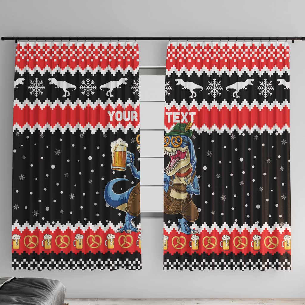 Personalized German T-Rex Christmas Window Curtain Funny Beer Dinosaur Xmas - Wonder Print Shop