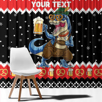 Personalized German T-Rex Christmas Window Curtain Funny Beer Dinosaur Xmas - Wonder Print Shop