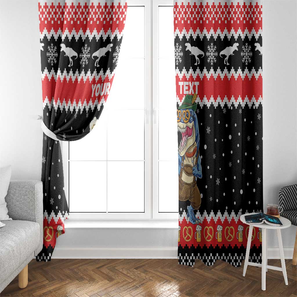 Personalized German T-Rex Christmas Window Curtain Funny Beer Dinosaur Xmas - Wonder Print Shop