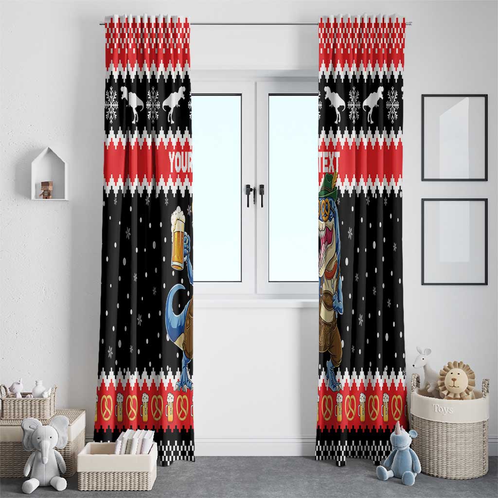 Personalized German T-Rex Christmas Window Curtain Funny Beer Dinosaur Xmas - Wonder Print Shop