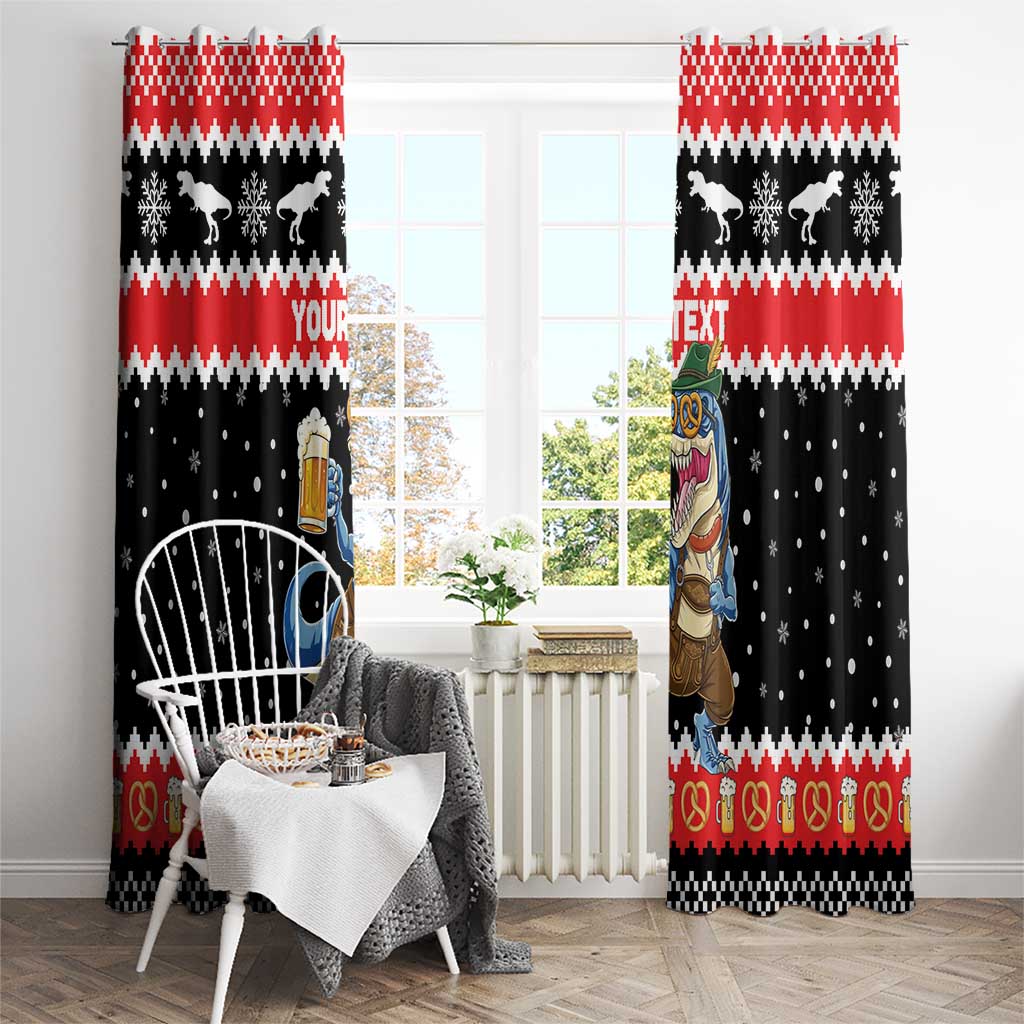 Personalized German T-Rex Christmas Window Curtain Funny Beer Dinosaur Xmas - Wonder Print Shop