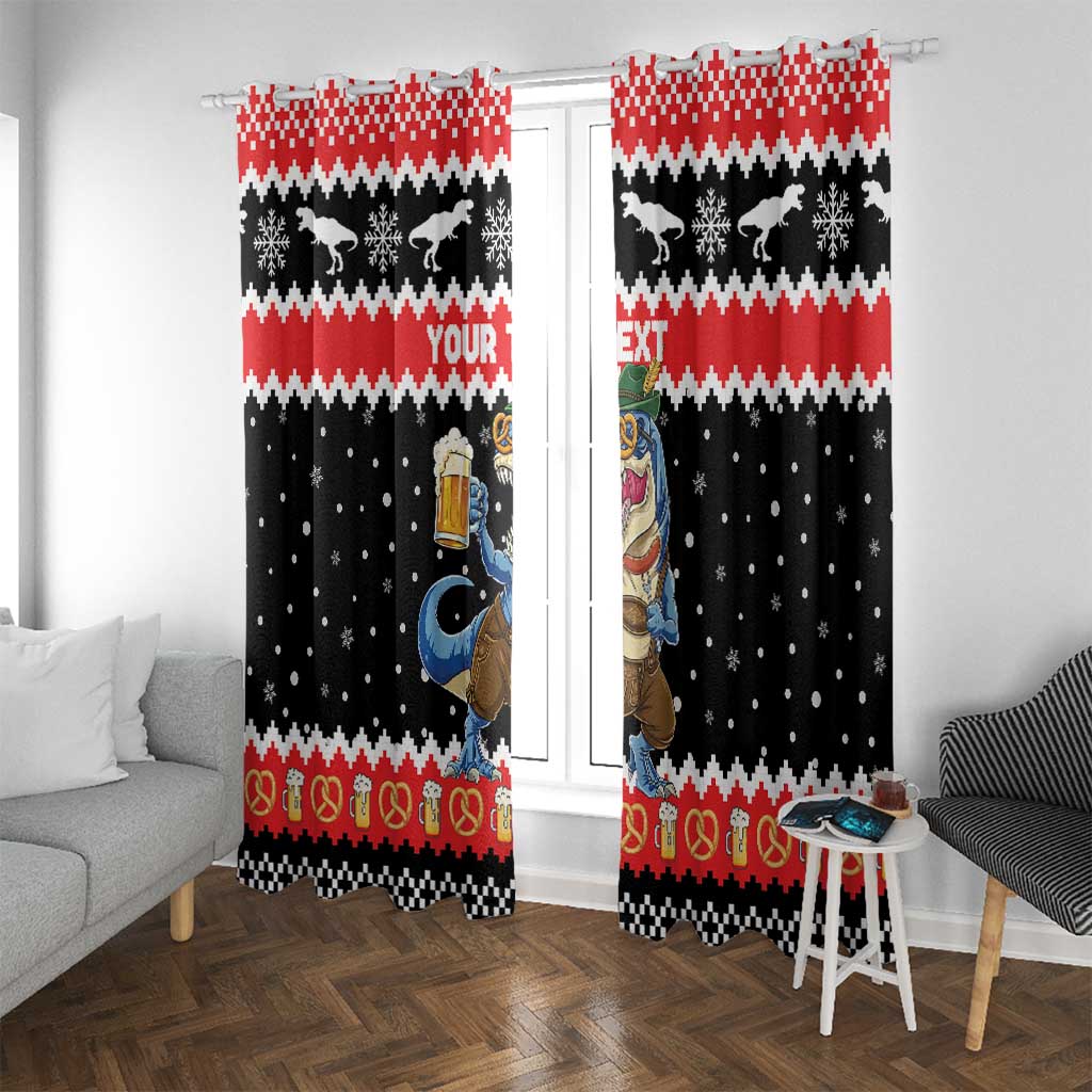 Personalized German T-Rex Christmas Window Curtain Funny Beer Dinosaur Xmas - Wonder Print Shop