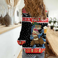 Personalized German T-Rex Christmas Women Casual Shirt Funny Beer Dinosaur Xmas - Wonder Print Shop
