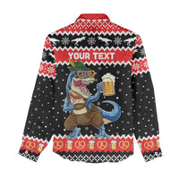 Personalized German T-Rex Christmas Women Casual Shirt Funny Beer Dinosaur Xmas - Wonder Print Shop