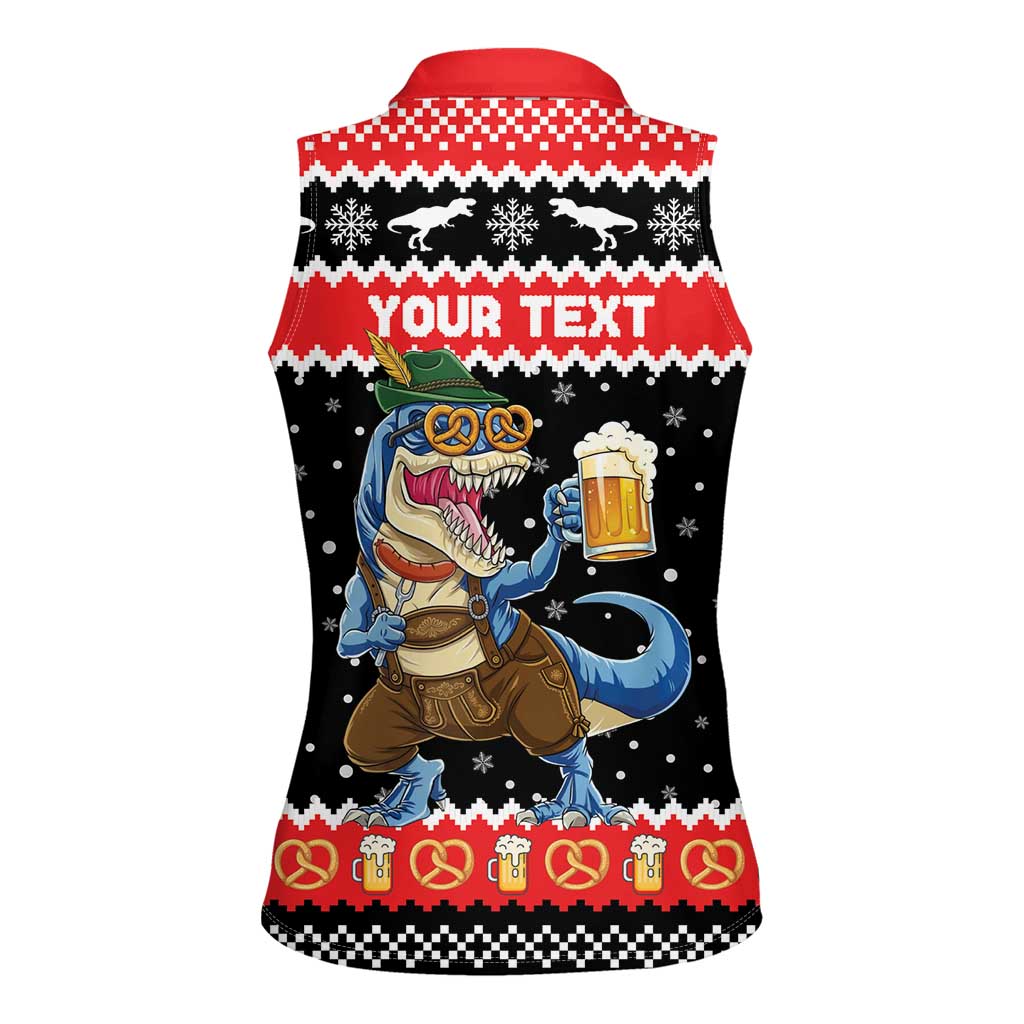 Personalized German T-Rex Christmas Women Sleeveless Polo Shirt Funny Beer Dinosaur Xmas - Wonder Print Shop