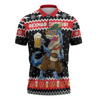Personalized German T-Rex Christmas Zipper Polo Shirt Funny Beer Dinosaur Xmas - Wonder Print Shop