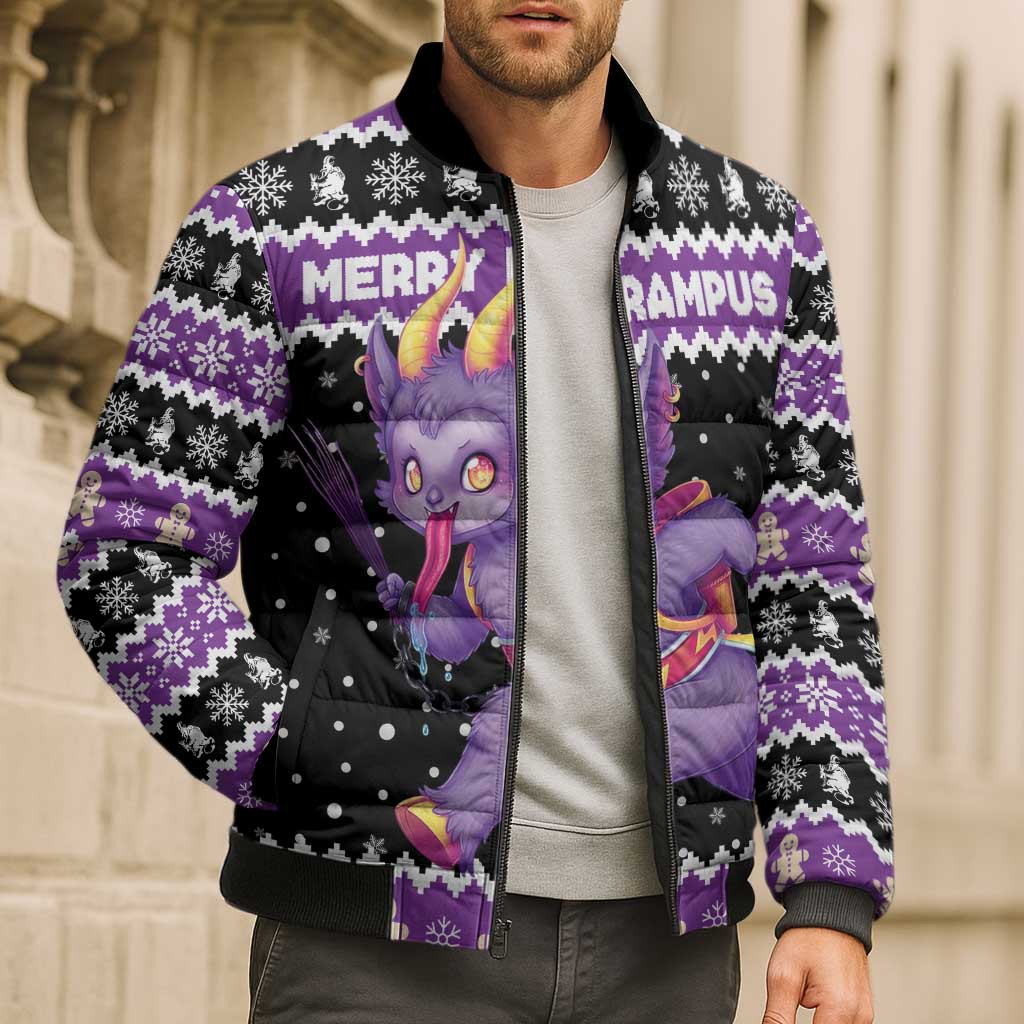 Personalized German Krampus Christmas Bomber Puffer Jacket German Christmas Legend - Wonder Print Shop