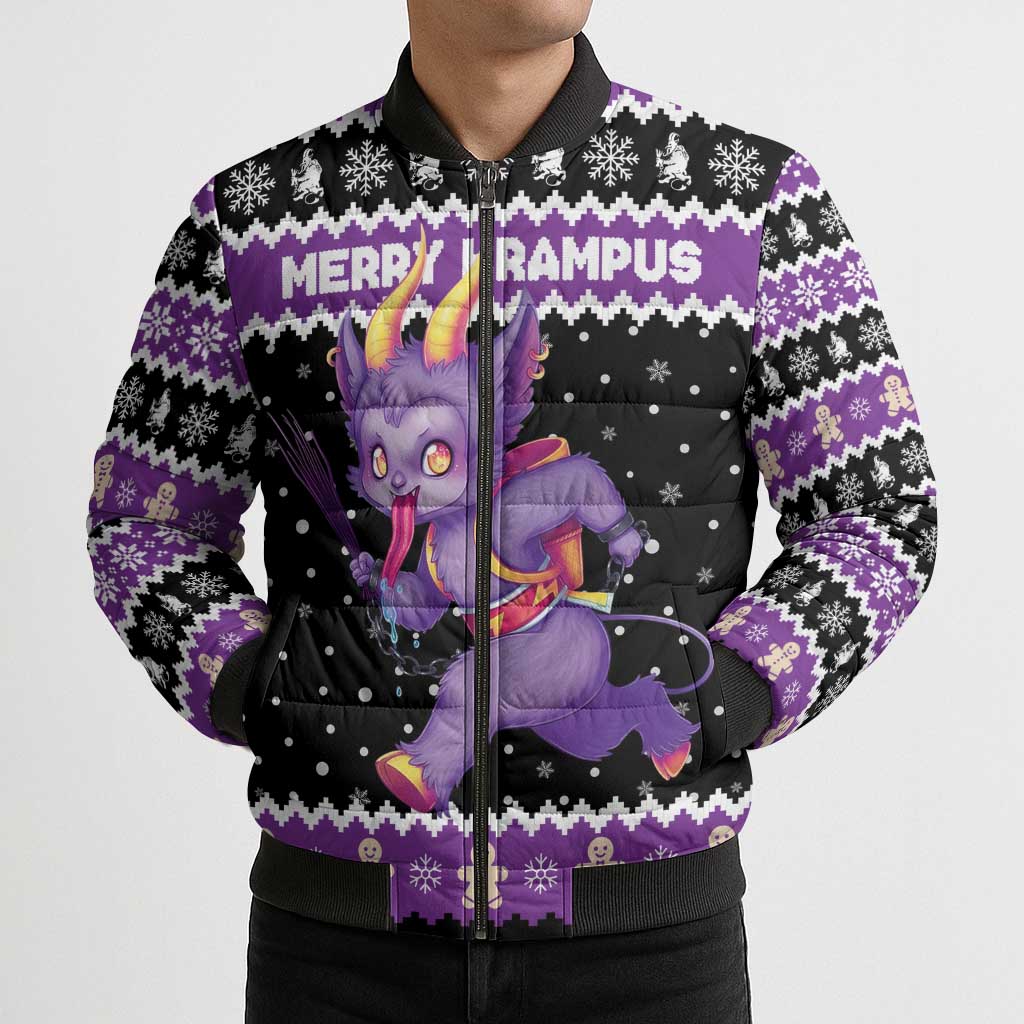 Personalized German Krampus Christmas Bomber Puffer Jacket German Christmas Legend - Wonder Print Shop