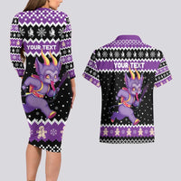 Personalized German Krampus Christmas Couples Matching Long Sleeve Bodycon Dress and Hawaiian Shirt German Christmas Legend - Wonder Print Shop