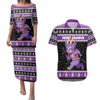 Personalized German Krampus Christmas Couples Matching Puletasi and Hawaiian Shirt German Christmas Legend - Wonder Print Shop