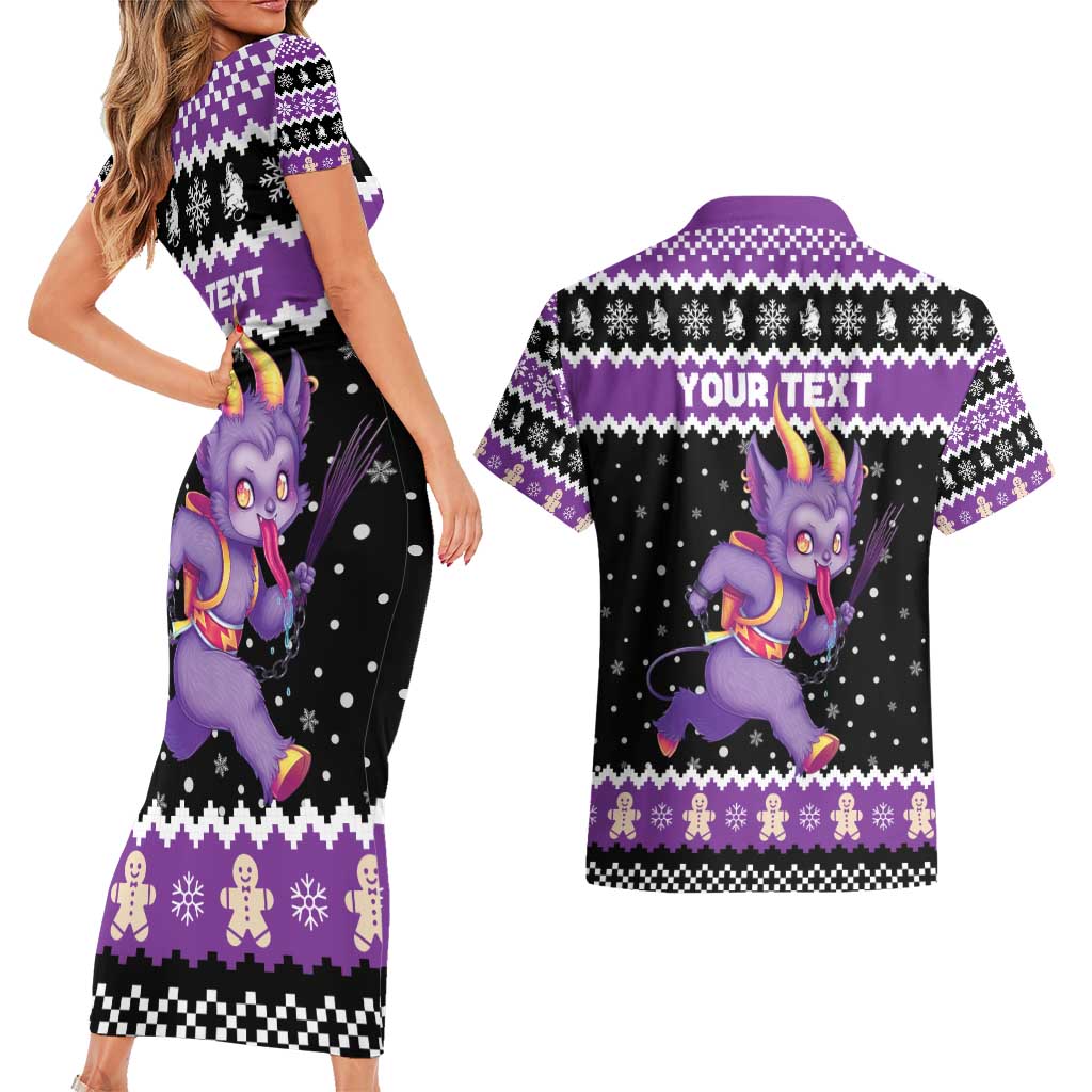 Personalized German Krampus Christmas Couples Matching Short Sleeve Bodycon Dress and Hawaiian Shirt German Christmas Legend - Wonder Print Shop