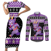 Personalized German Krampus Christmas Couples Matching Short Sleeve Bodycon Dress and Long Sleeve Button Shirt German Christmas Legend - Wonder Print Shop
