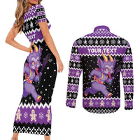Personalized German Krampus Christmas Couples Matching Short Sleeve Bodycon Dress and Long Sleeve Button Shirt German Christmas Legend - Wonder Print Shop