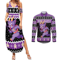 Personalized German Krampus Christmas Couples Matching Summer Maxi Dress and Long Sleeve Button Shirt German Christmas Legend - Wonder Print Shop