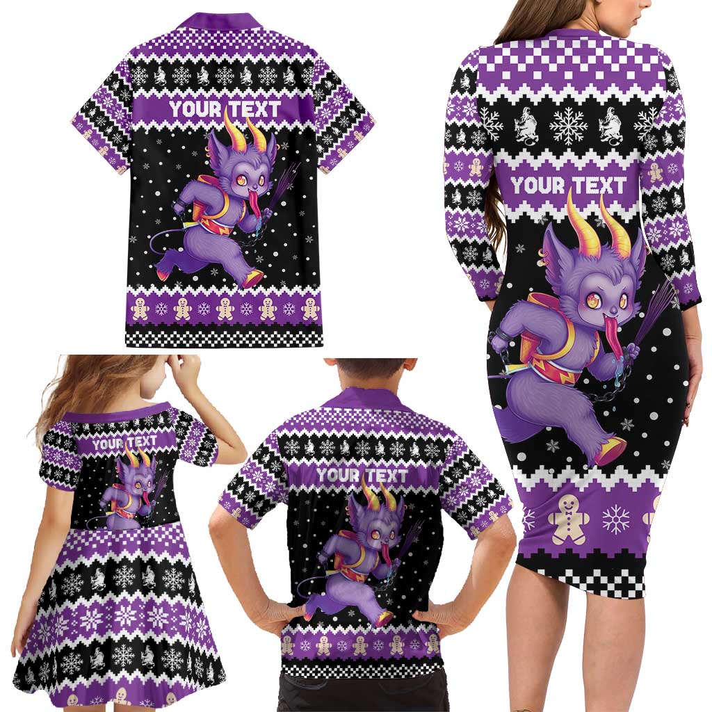 Personalized German Krampus Christmas Family Matching Long Sleeve Bodycon Dress and Hawaiian Shirt German Christmas Legend - Wonder Print Shop