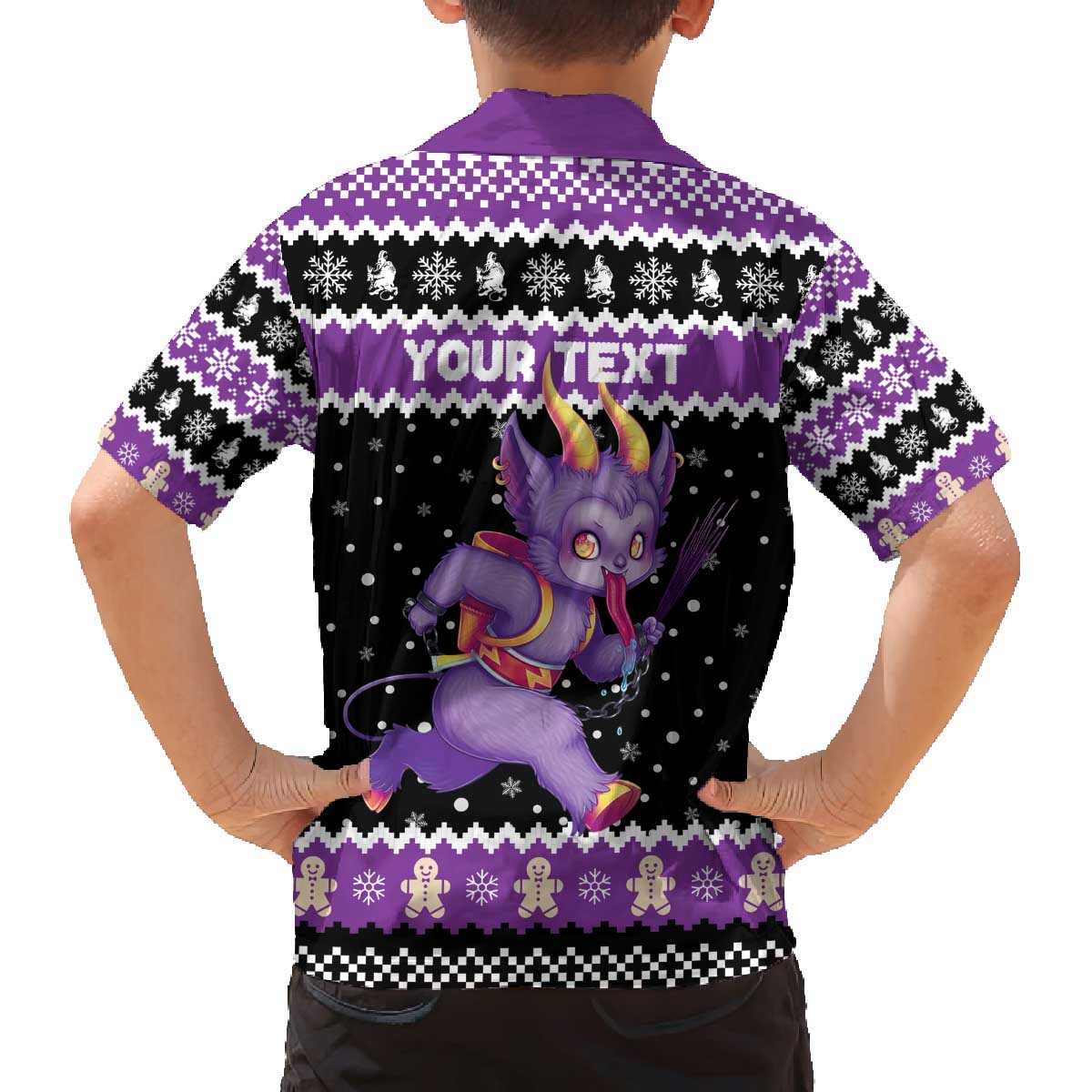 Personalized German Krampus Christmas Family Matching Off The Shoulder Long Sleeve Dress and Hawaiian Shirt German Christmas Legend - Wonder Print Shop