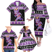 Personalized German Krampus Christmas Family Matching Off The Shoulder Long Sleeve Dress and Hawaiian Shirt German Christmas Legend - Wonder Print Shop