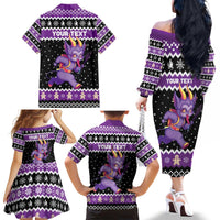 Personalized German Krampus Christmas Family Matching Off The Shoulder Long Sleeve Dress and Hawaiian Shirt German Christmas Legend - Wonder Print Shop