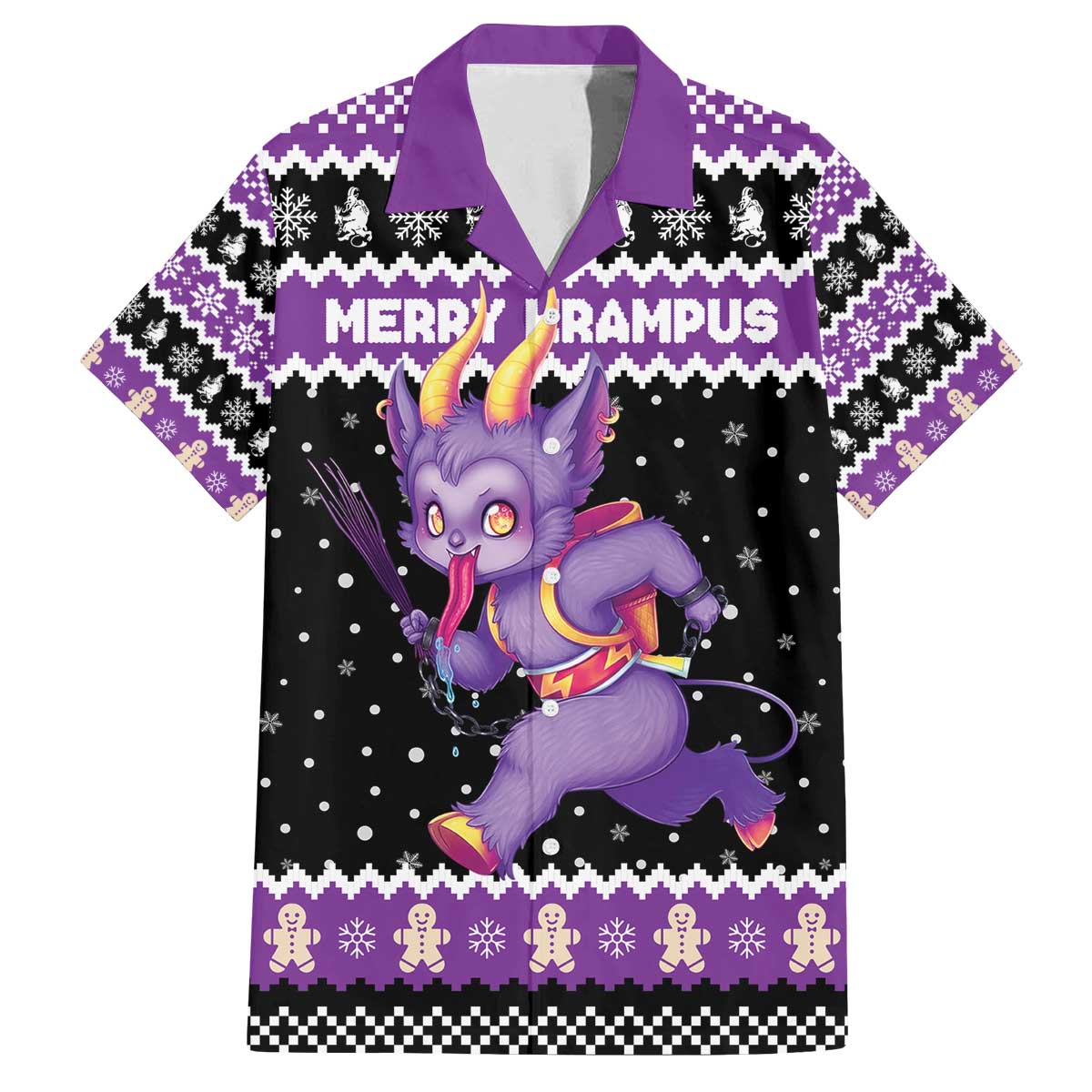 Personalized German Krampus Christmas Family Matching Off The Shoulder Long Sleeve Dress and Hawaiian Shirt German Christmas Legend - Wonder Print Shop