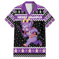 Personalized German Krampus Christmas Family Matching Off The Shoulder Long Sleeve Dress and Hawaiian Shirt German Christmas Legend - Wonder Print Shop